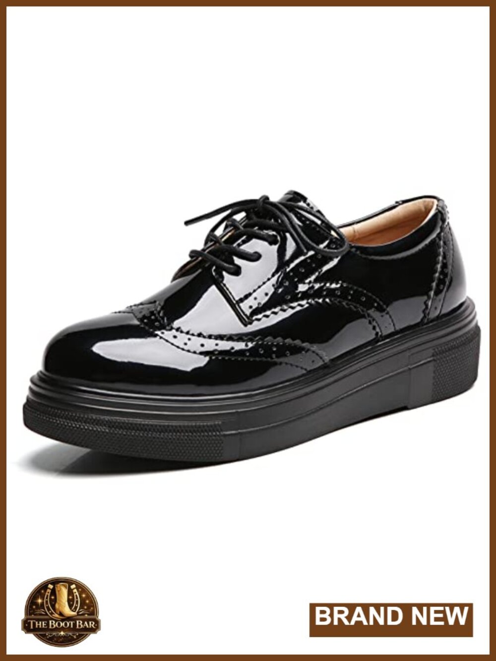 Women's Platform Lace-Up Wingtip Oxford Shoes Brogues